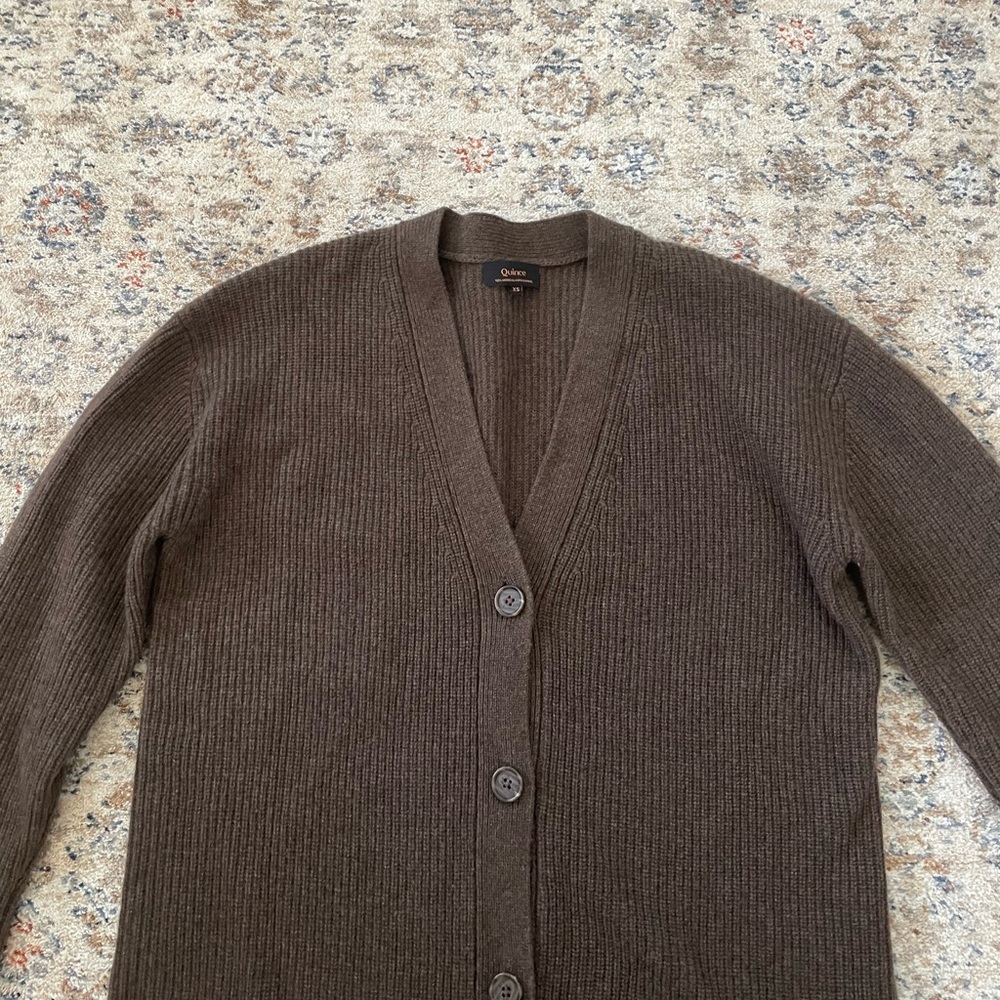 Quince Mongolian Cashmere Oversized Boyfriend Cardigan Sweater - Picture 3 of 8